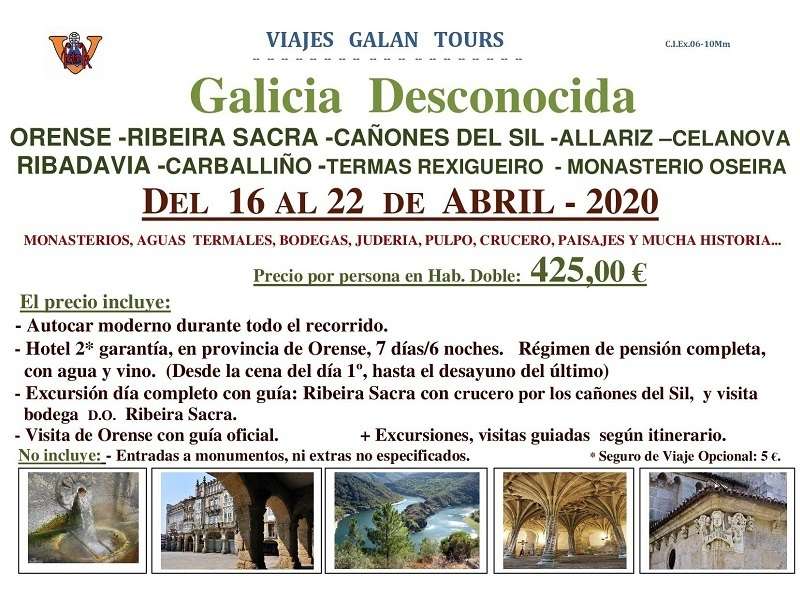 ORENSE - RIBEIRA SACRA- CAÑONES DEL SIL - RIBADAVIA ...